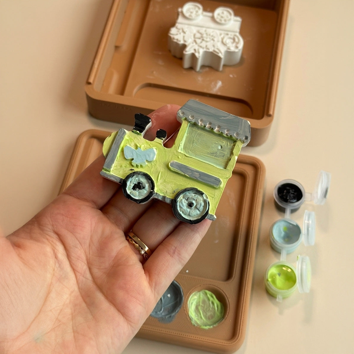Cutia TrainEra Set pictură figurine ipsos | Tren - locomotivă cu vagon