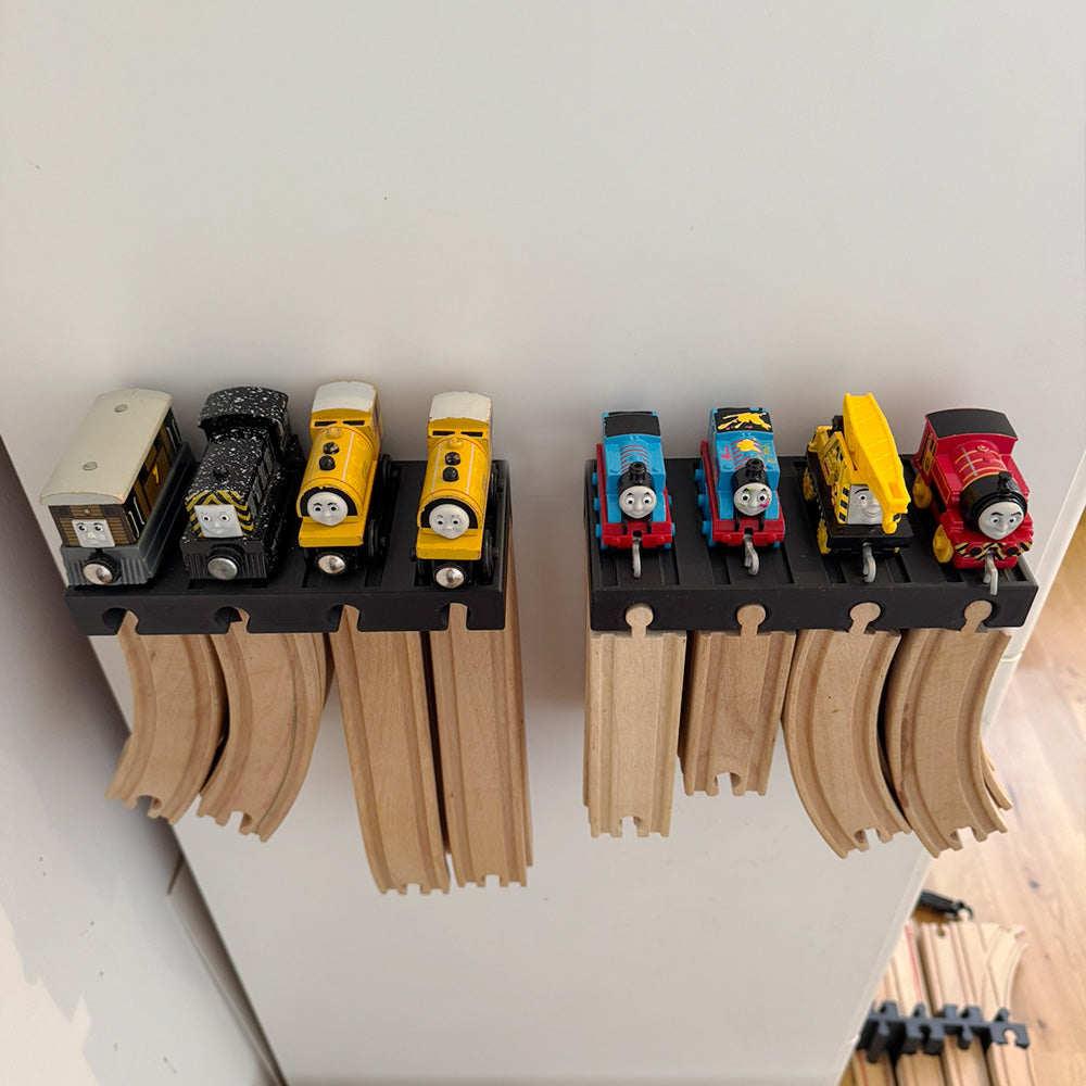 Organizator pentru șinele de lemn | Prindere pe perete | Compatibil Brio/Ikea
