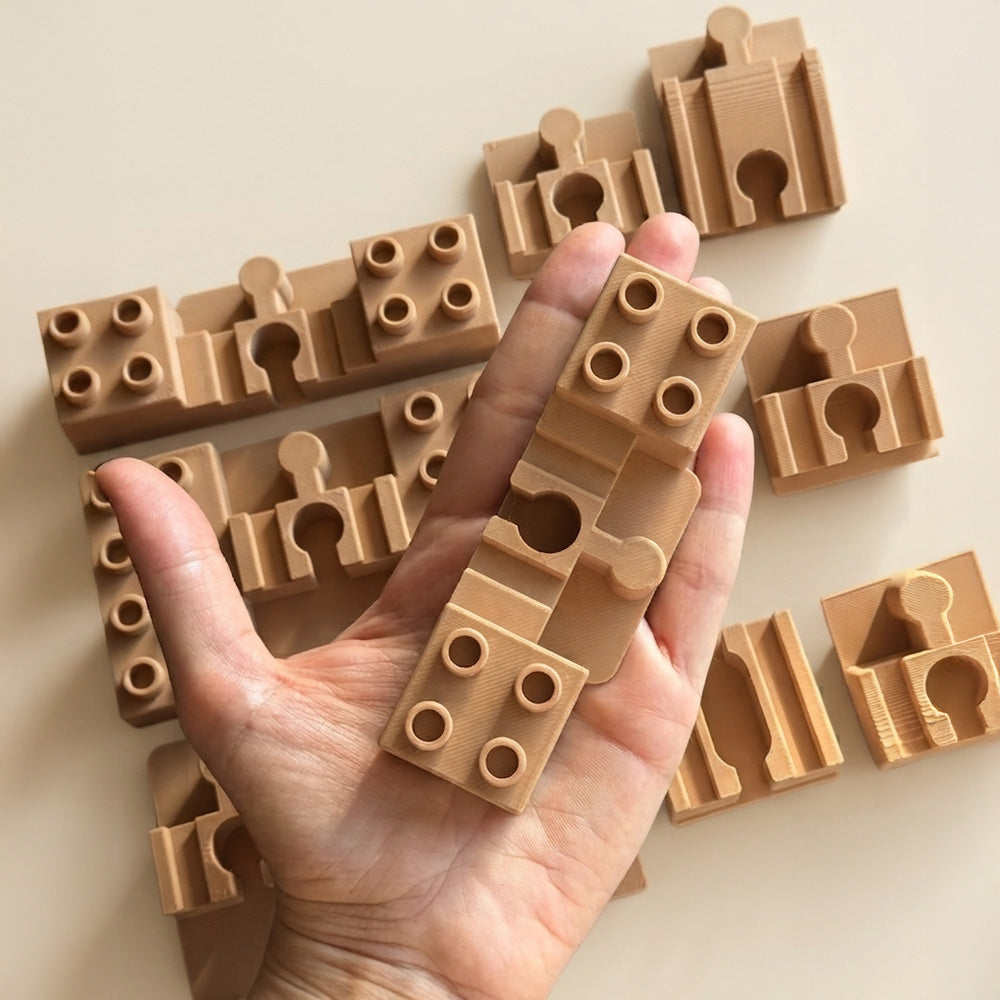 Conector pentru spirala șine de lemn compatibili Lego Duplo print 3D TrainEra
