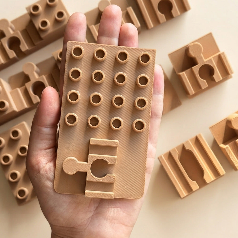 Conector șine de lemn compatibili cu piese Lego Duplo print 3D TrainEra