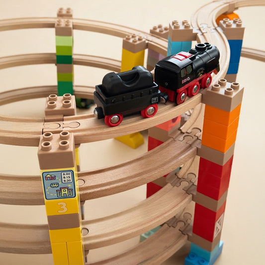 Set Mega Spirală | 40 Conectori Duplo & Șine de Lemn