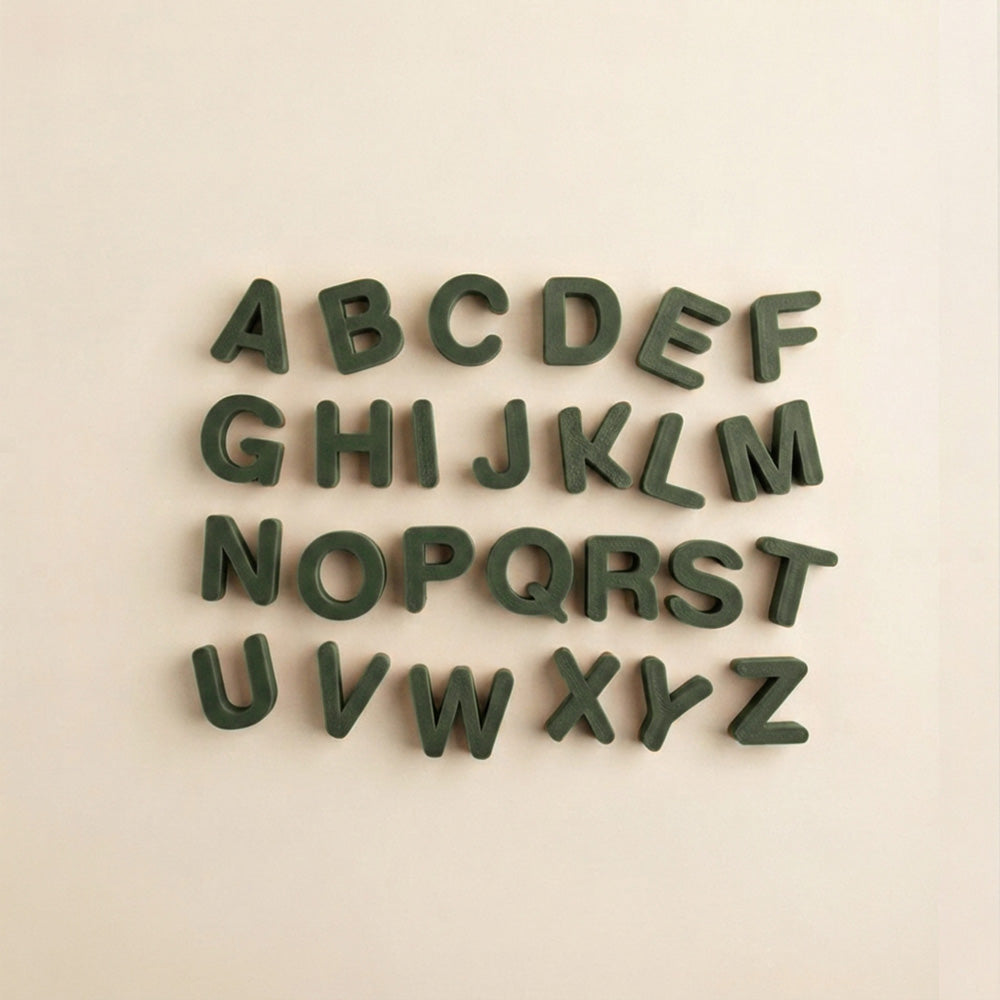set alfabet litere mari tipar, verde 2 cm, primele cuvinte