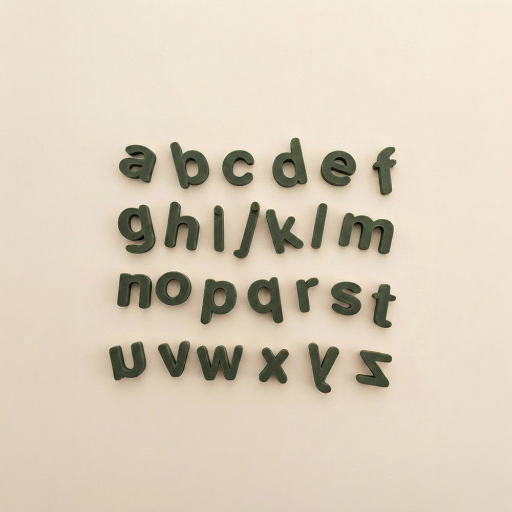 set alfabet litere mici tipar, verde 2 cm, primele cuvinte